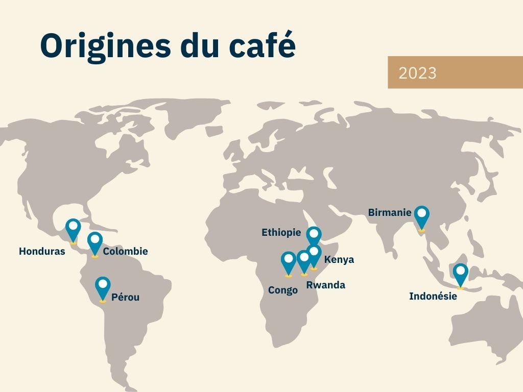 Origines des cafés en 2023 - Kaffa